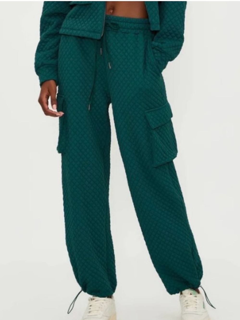 Beach Riot Starla Quilted Pants Size XS Sweatpant Jogger Pine Green Cargo